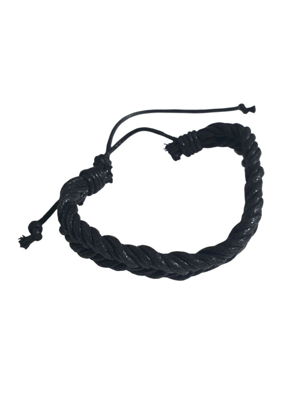 Black Braided Rope Adjustable Bracelet Cord Handmade Knot Design Unisex Jewelry